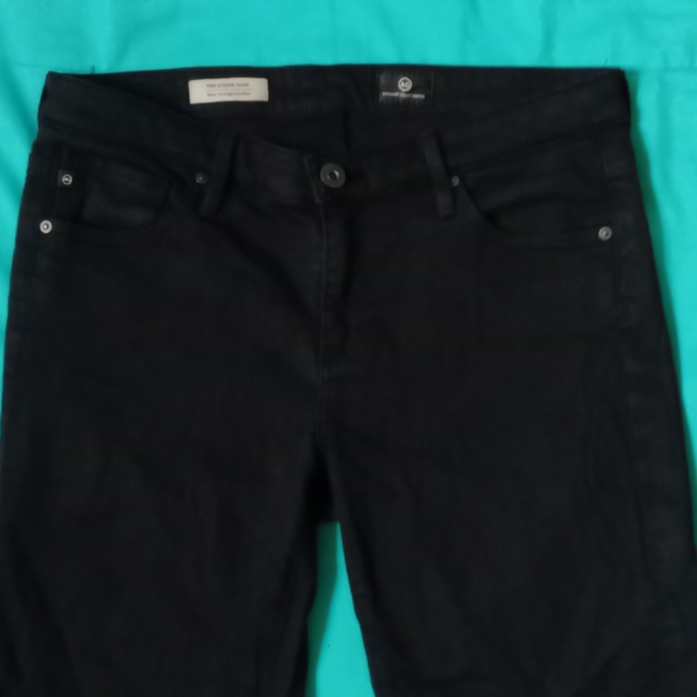 AG BLACK SLIM STRAIGHT CUFFED, SIZE 28 - Picture 3 of 14